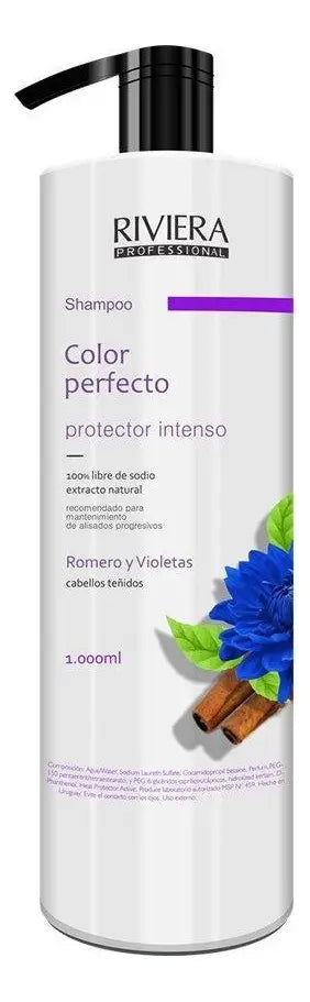 Shampoo Sin Sal Riviera Romero Y Violeta Para Cabellos Teñidos 1L