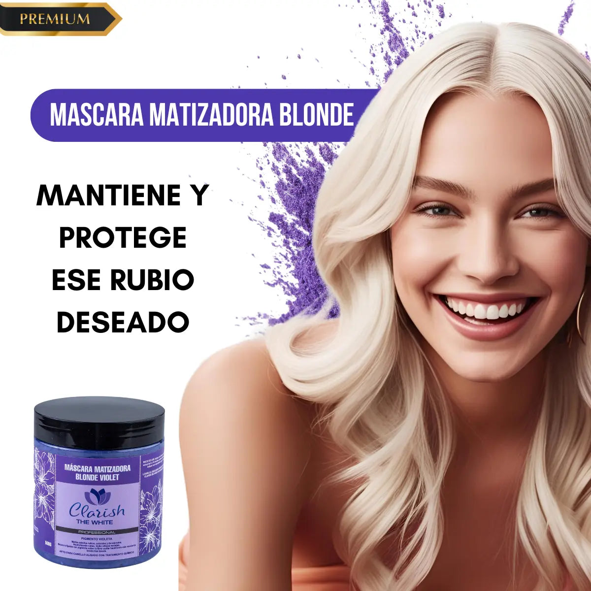 Mascara Matizadora Blonde Violet Clarish The White 500g