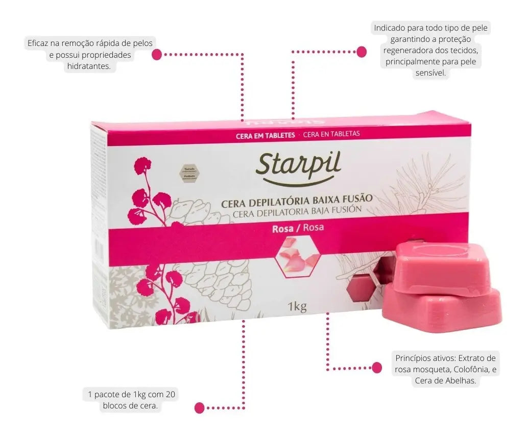 Cera Depilatoria En Pastilla Starpil Rosa Piel Sensible 1Kg