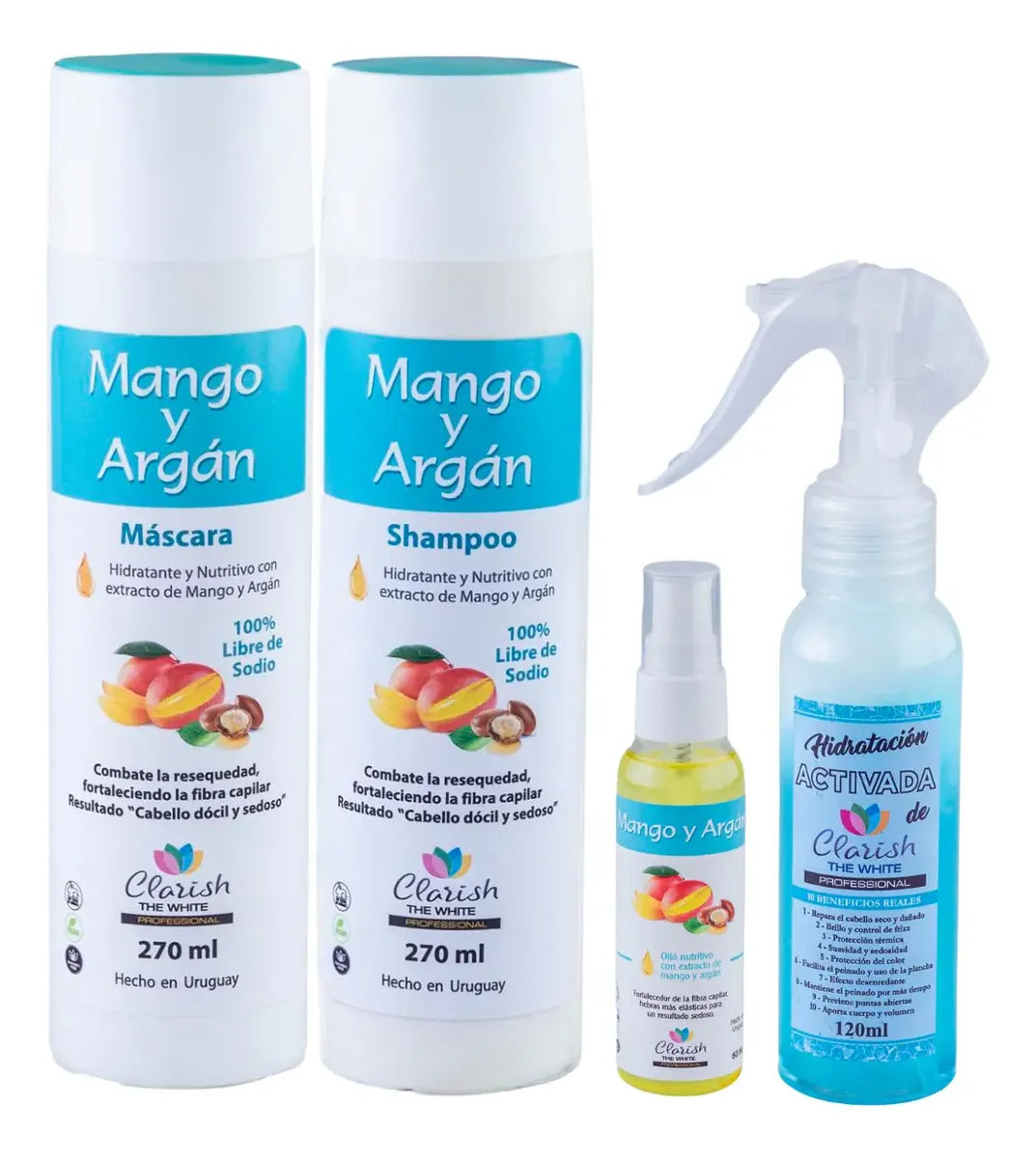 Pack Shampoo Sin Sal+acond+óleo Mango Argán+protector Term.