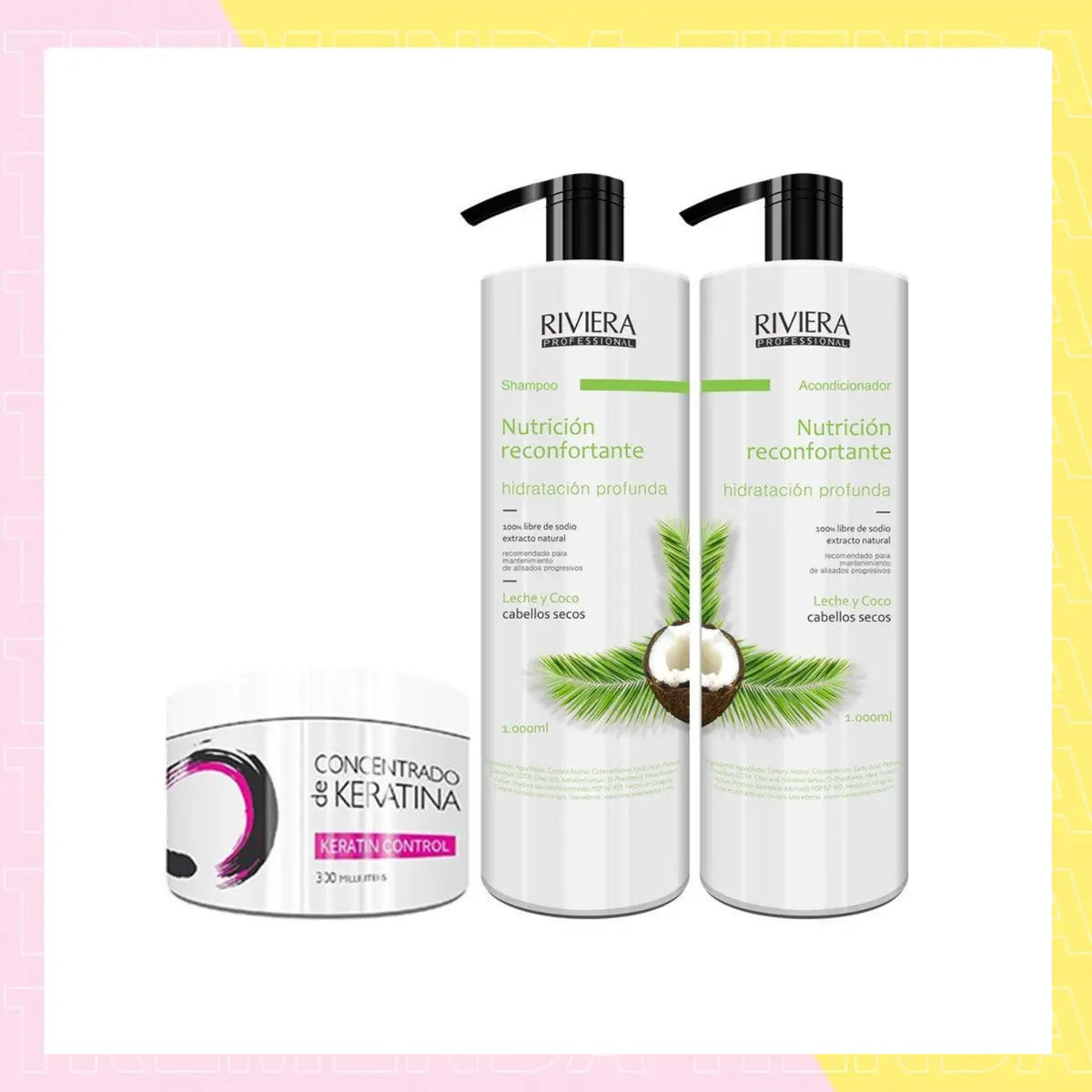 Shampoo 1l + Acond. S/sal Cabellos Secos + Keratina Riviera