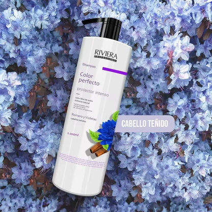 Shampoo Sin Sal Riviera Romero Y Violeta Para Cabellos Teñidos 1L