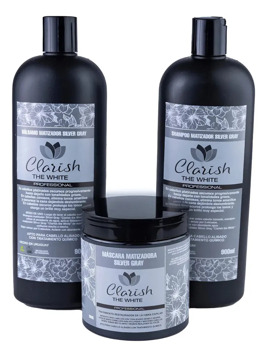 Pack Shampoo Cabellos Grises + Acond + Mascara Clarish Promo