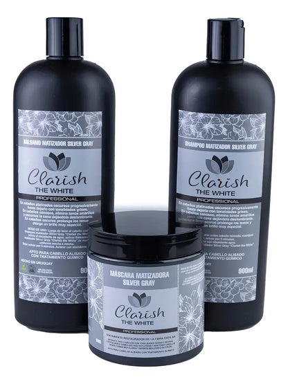 Pack Shampoo Cabellos Grises + Acond + Mascara Clarish Promo