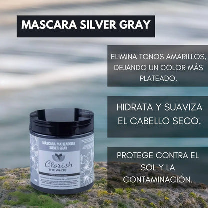 Pack Shampoo Cabellos Grises + Acond + Mascara Clarish Promo