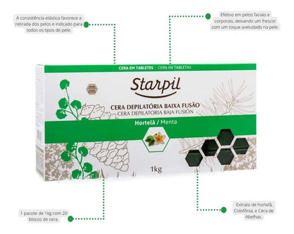 Cera Depilatoria En Pastilla Starpil Menta Frescura 1Kg