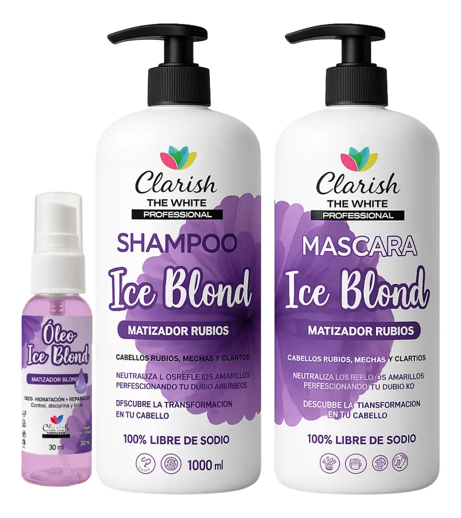 Shampoo Y Acondicionador + Oleo Reparador Para Rubias Prof
