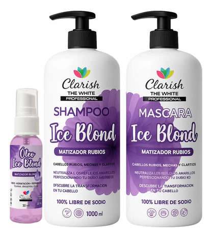 Shampoo Y Acondicionador + Oleo Reparador Para Rubias Prof