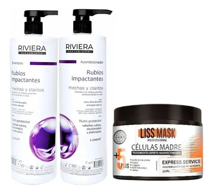 Alisado Células Madre 350gr + Shampoo Sin Sal 1l + Acond. 1l
