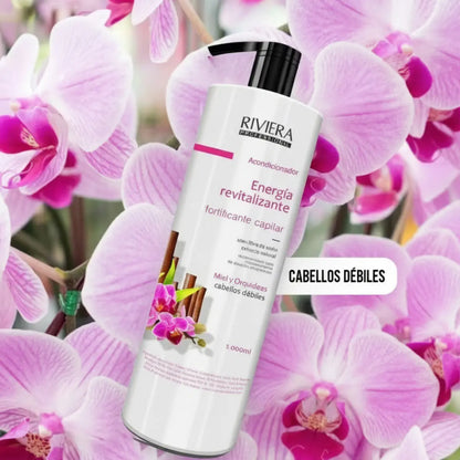 Acondicionador Sin Sal Riviera Miel Y Orquídeas Para Cabellos Débiles 1L