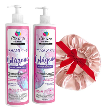 Shampoo Sin Sal Y Acondicionador Colageno  Clarish + Gorra