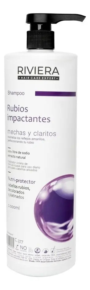 Shampoo Rubios Impactantes Riviera 1l Matizador Uso Diario