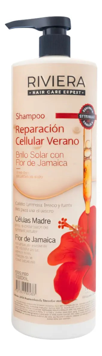 Shampoo Celulas Madre Jamaica Reparacion Verano 1lt Riviera