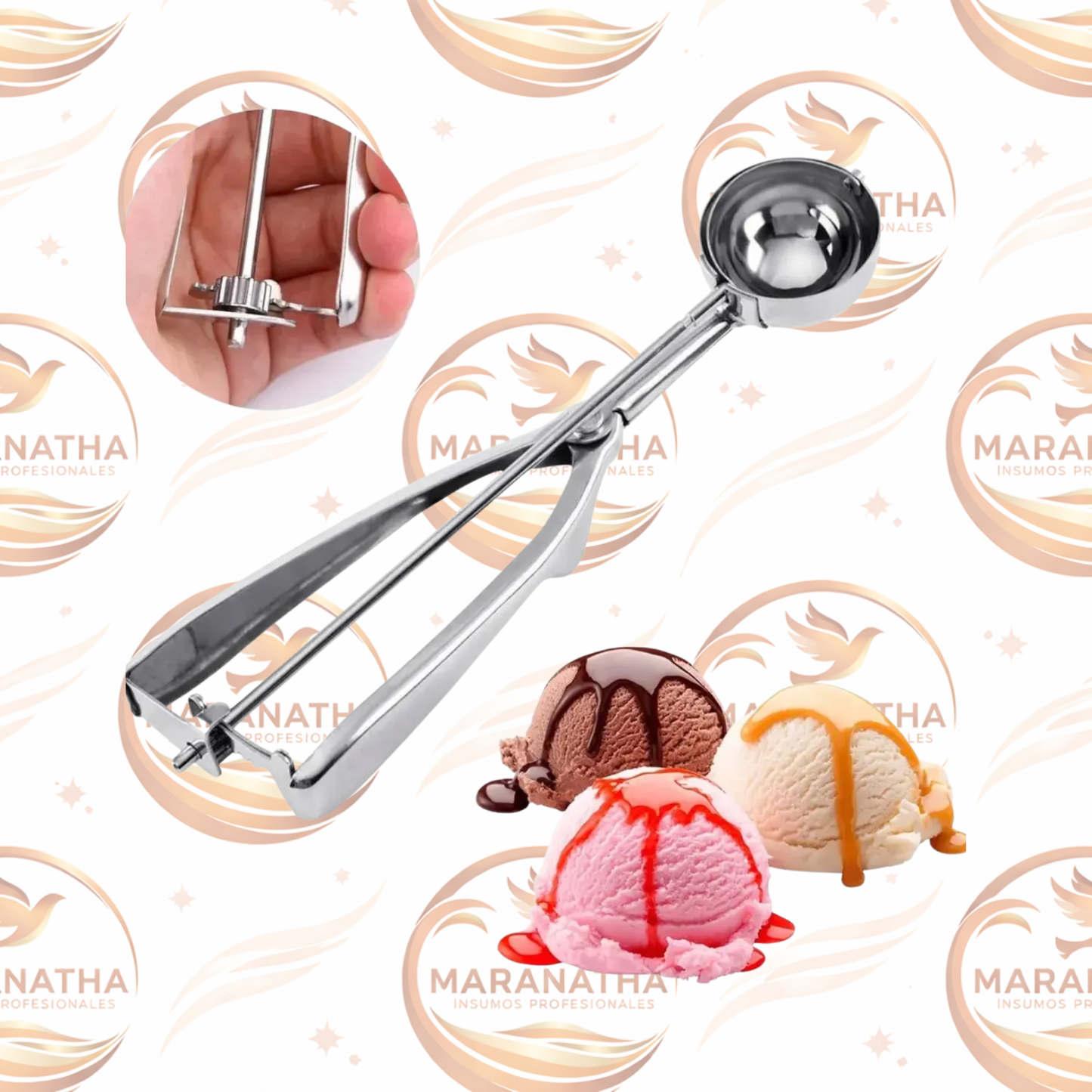 Cuchara Grande Para Helado De 6 Cm, Perfecta Para Servir