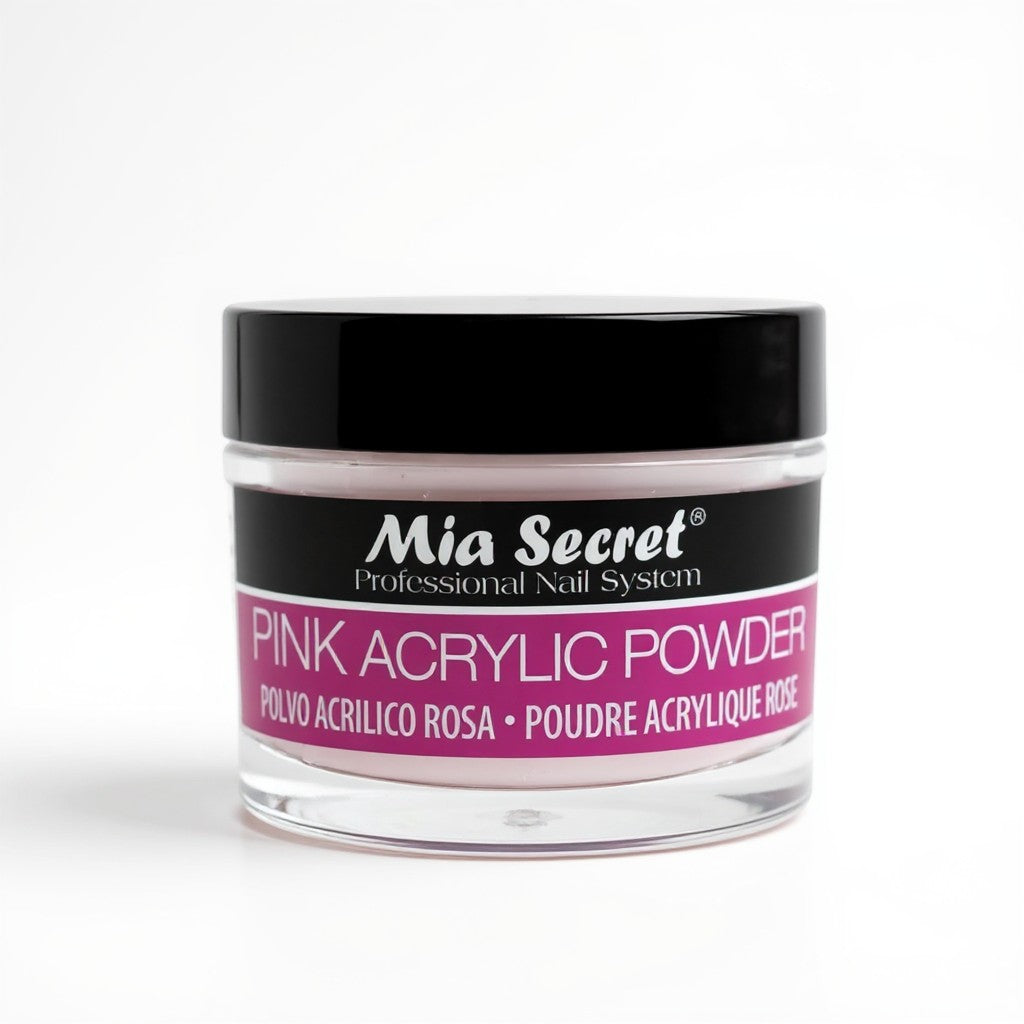 Mia Secret Professional Nail System pink acrylic powder, 60g jar. Translucent pink shade for nail extensions and designs.